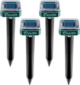 Solar Mole Repellent, Ultrasonic Mole Repellent for Mole, Vole, Snakes, Gopher and Other Underground Pests, 4 Pack Solar Powered Animal Control for Garden and Yard