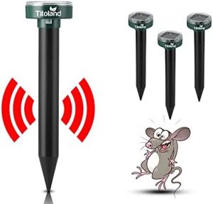 Titoland Mole Repellent Solar Powered, 4 Pack Solar Mole Repellent & Gopher Repellent Ultrasonic Solar Powered Waterproof for Yard & Garden