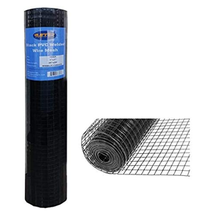 MTB Black PVC Coated Welded Wire Mesh Garden Economy Fence 48 Inch x 25 Foot-1 Inch x 1 Inch 16GA